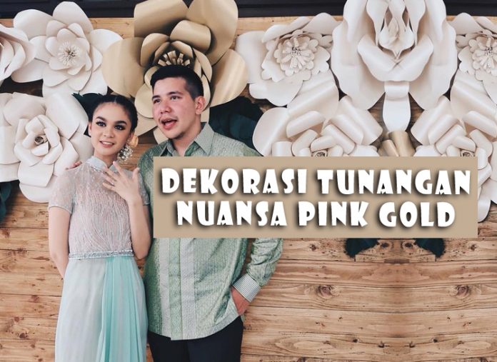 Dekorasi Tunangan Nuansa Pink Gold Putih Unik Simpel Di Rumah Sendiri